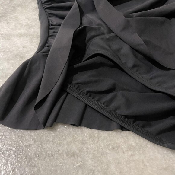 Lauren Ralph Lauren Swimsuit Womens 8 Black One Piece Skirted Halter Ruched - Picture 7 of 7